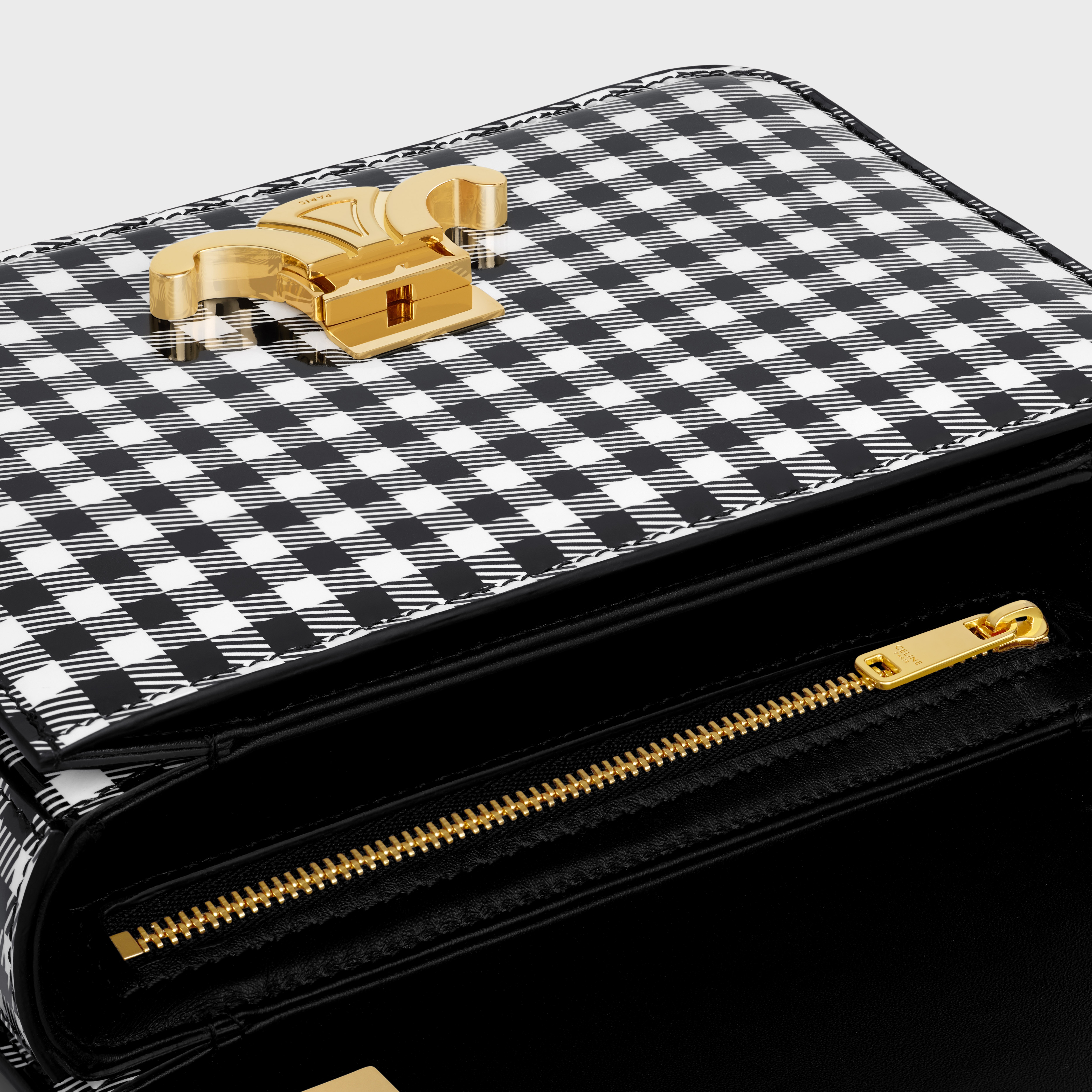 CELINE ヴィシープリントパテント TEEN GARANCEバッグ CELINE TEEN GARANCE bag in VICHY PRINTED PATENT CALFSKIN