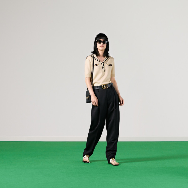 GUCCI Wool polo shirt with contrast trim outlook