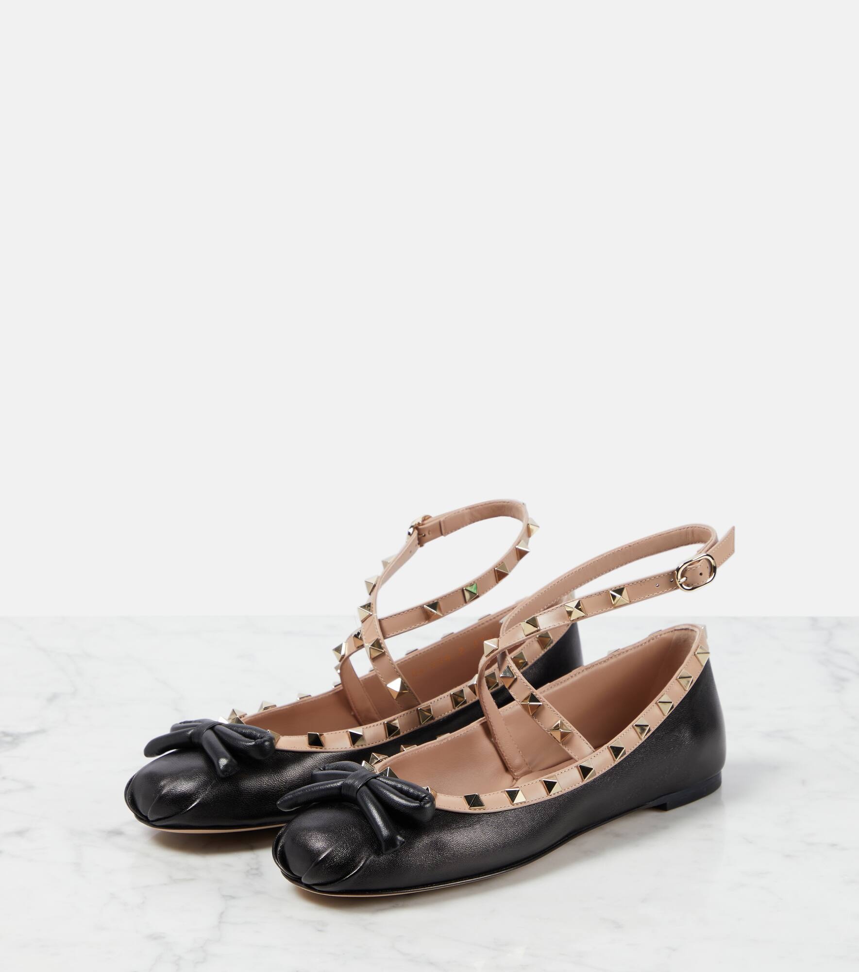 Rockstud leather ballet flats - 5