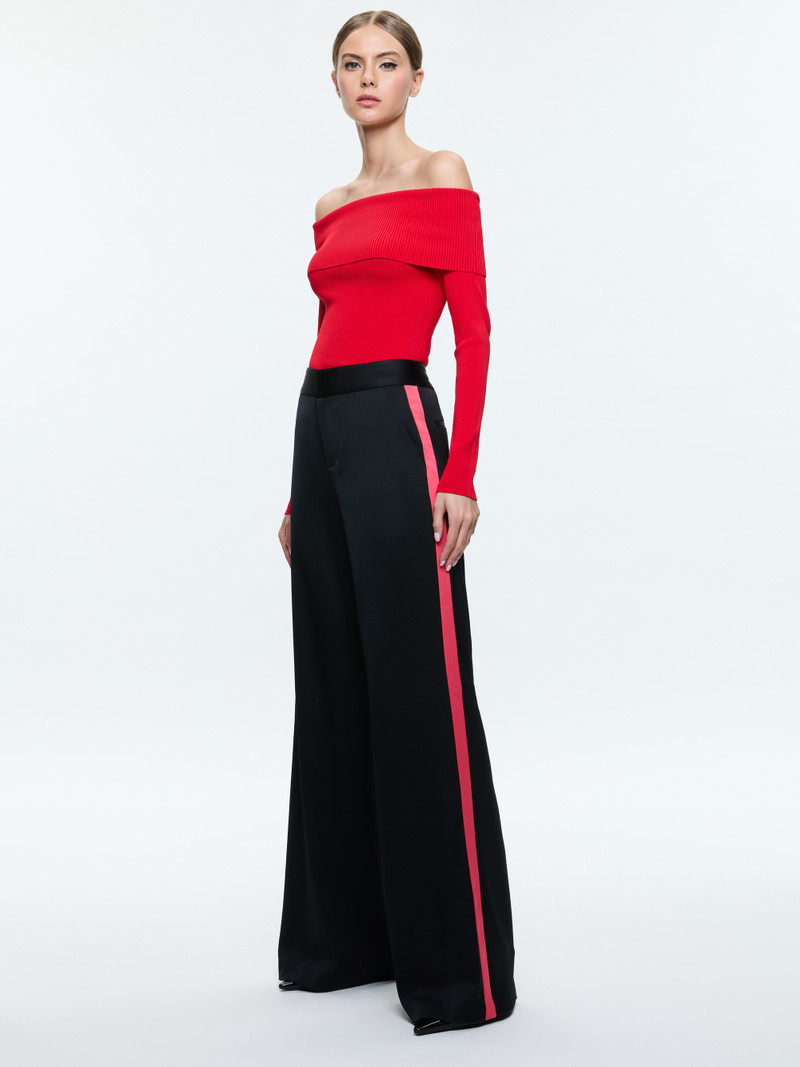 DYLAN HIGH RISE WIDE LEG PANT WITH RACING STRIPE DETAIL 6