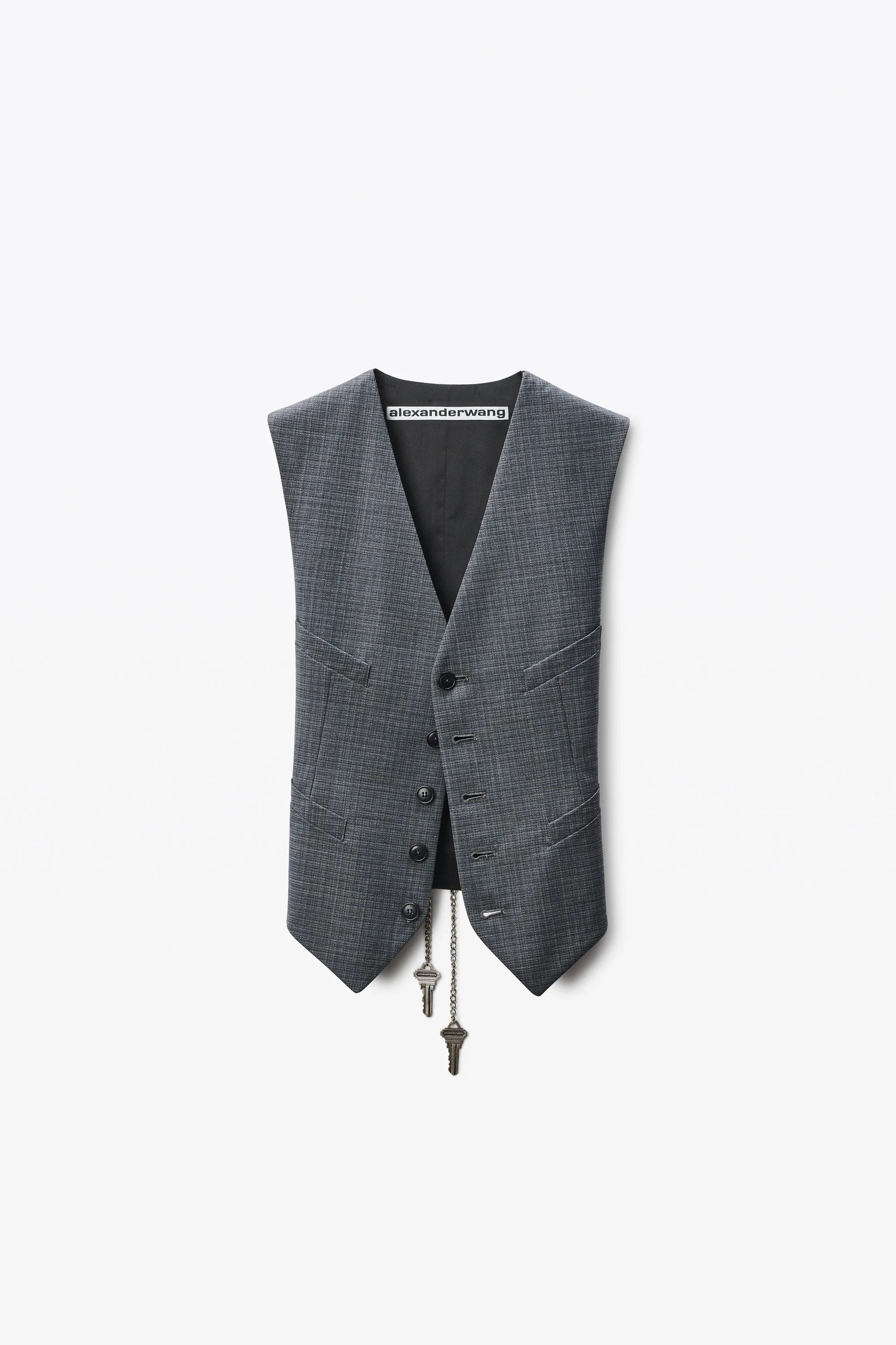 Grey Wool-Blend Vest with chain-link - 1