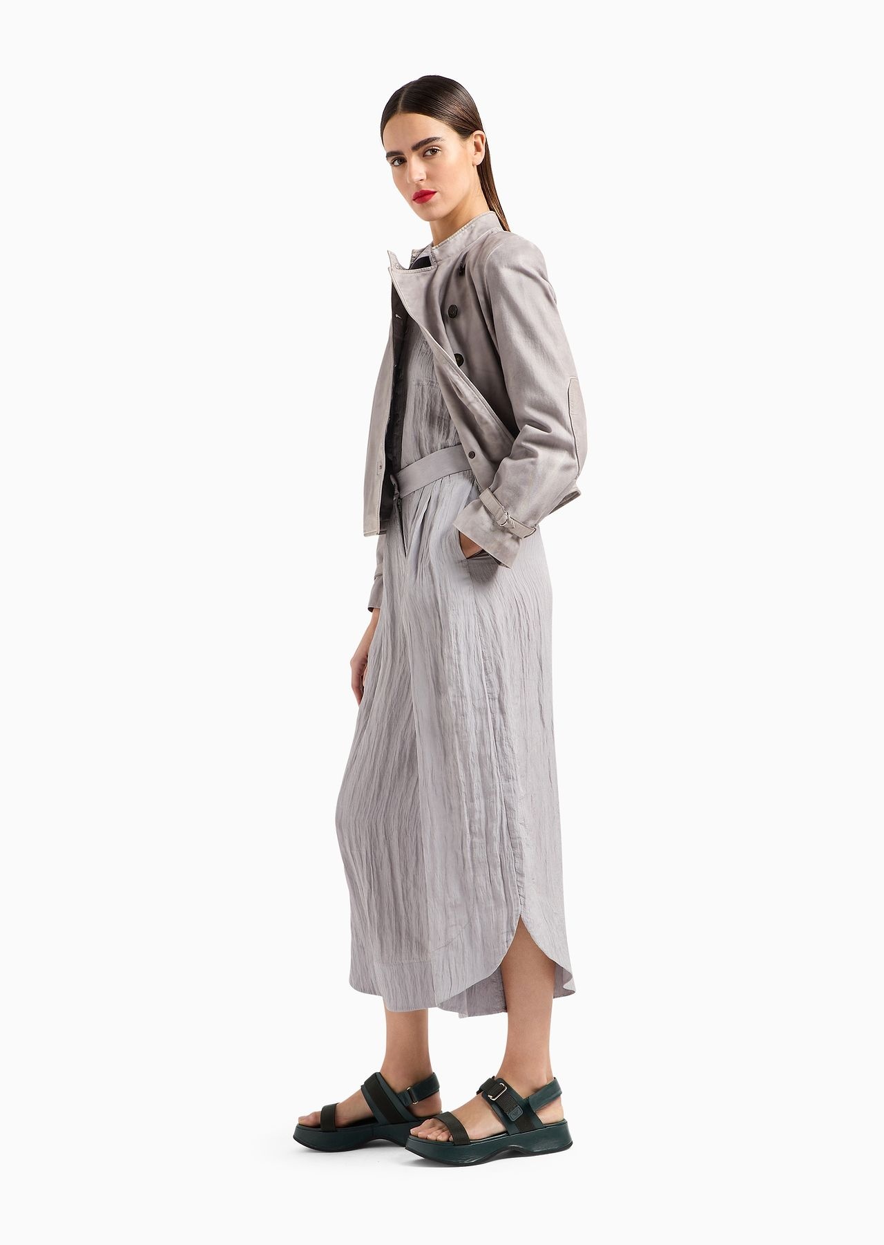 Garment-dyed nappa-lambskin jacket with canvas sleeves - 4