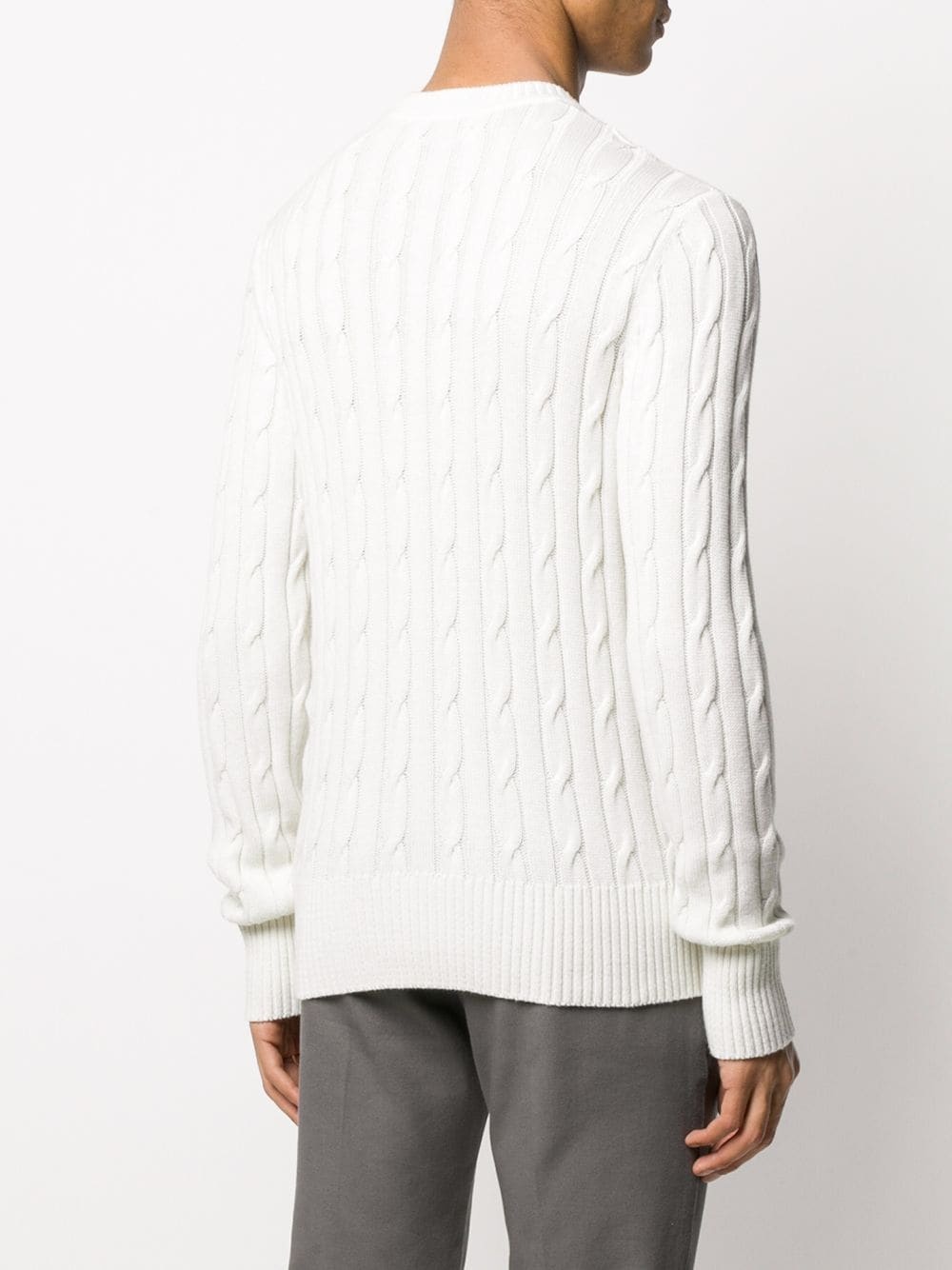 logo patch cable knit jumper - 4