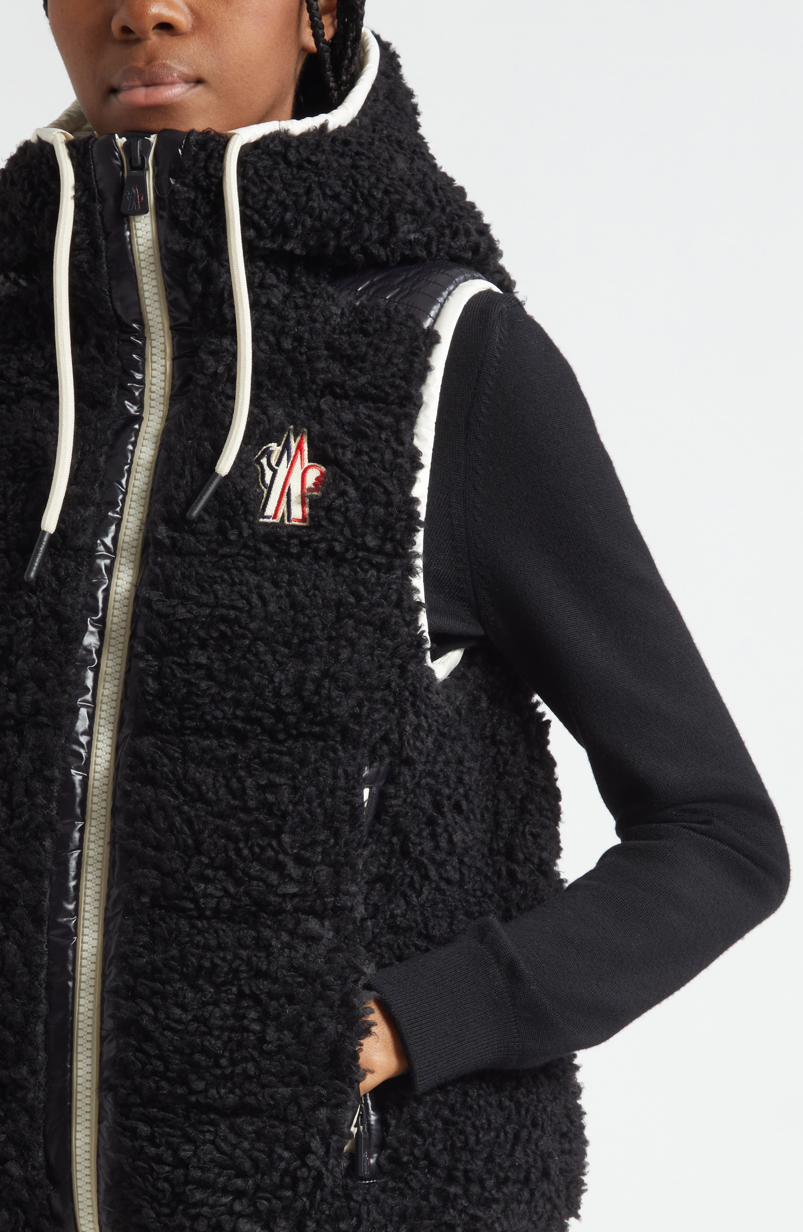 Moncler Grenoble Faux Shearling Hooded Down Vest in Black at Nordstrom - 5