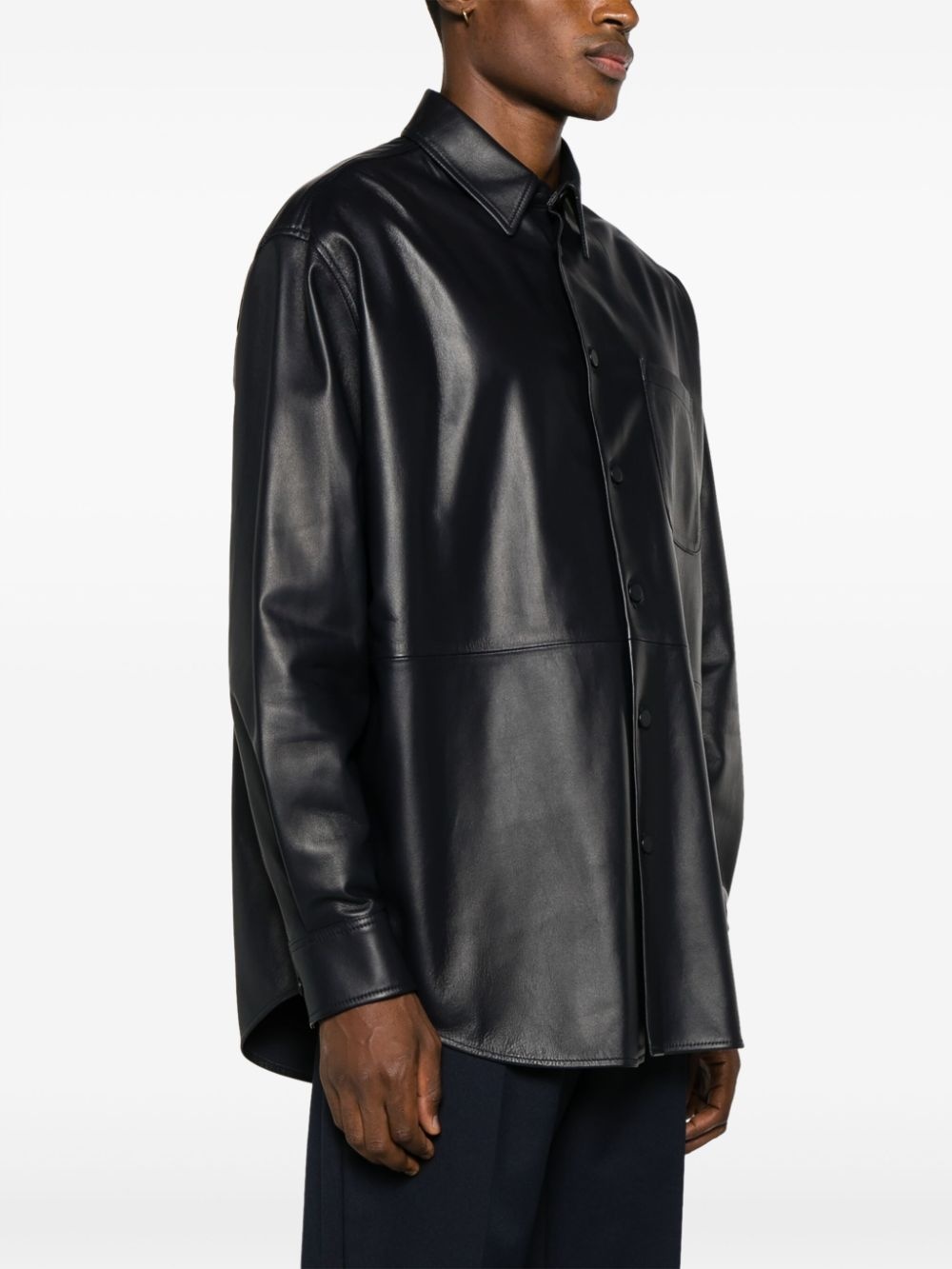 panelled lambskin overshirt - 3