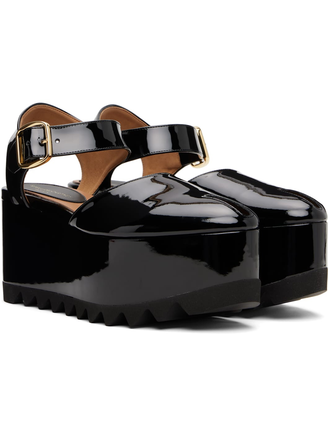 Black Elyse Patent Platform Sandals - 4