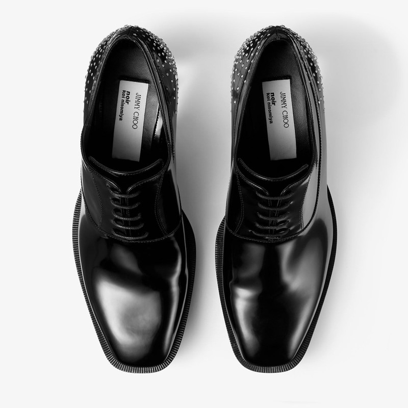 Jimmy Choo noir kei ninomiya Crystal Shoe Black Polished Calf Leather Lace-Up Shoes with Crystal Emb 5