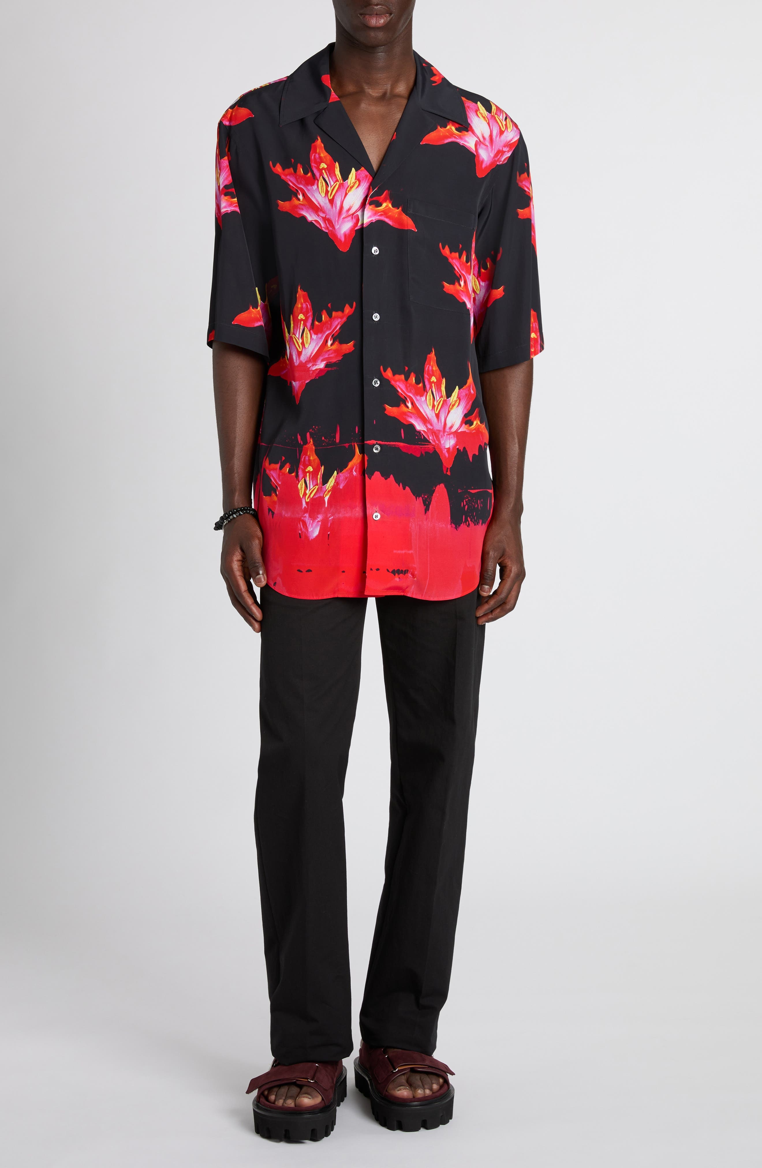 Alexander McQueen Belt Detail Cotton Blend Pants in Black at Nordstrom - 2