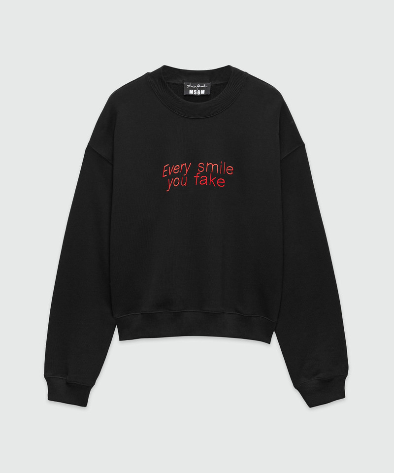 Jersey sweatshirt with embroidery - 1