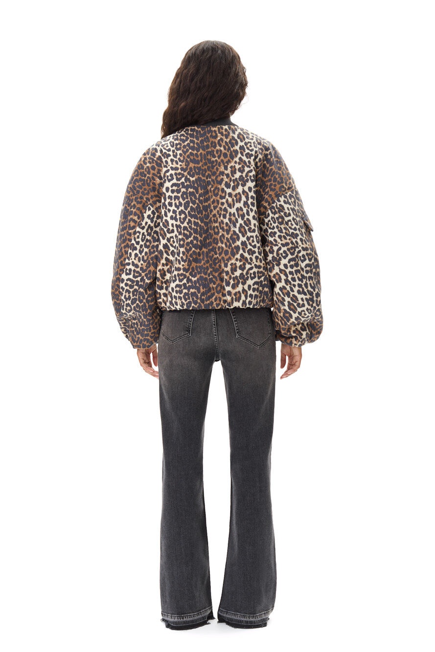 PRINTED CANVAS OVERSIZED SHORT BOMBER JACKET - 5