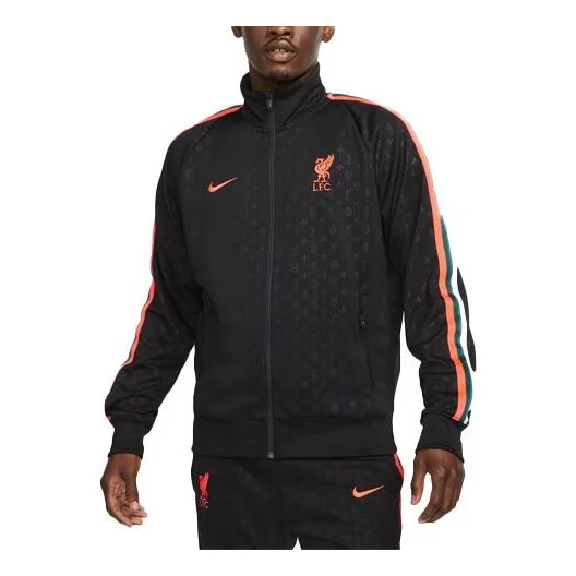 Nike Liverpool N98 Knit Loose Stand Collar Stripe Logo Jacket Black DB2944-010 - 1