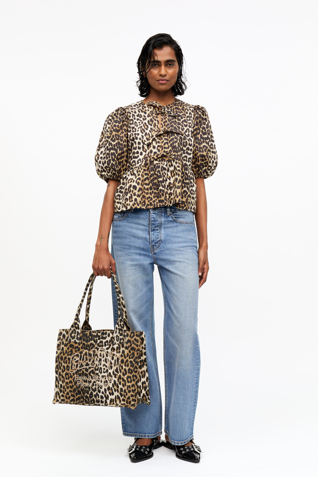 LEOPARD LARGE CANVAS TOTE BAG - 3