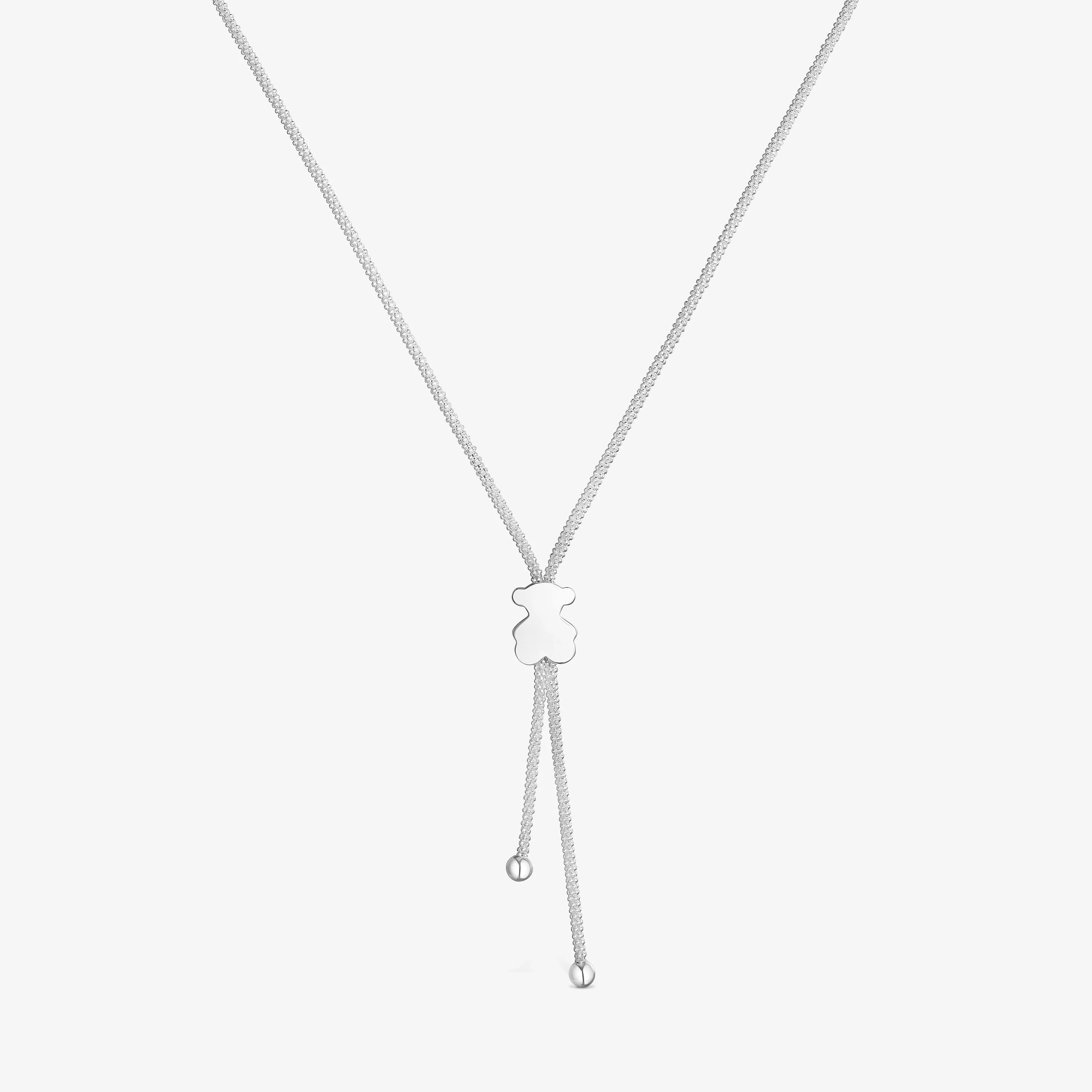 Short silver Necklace 12 mm bear motif Icon Mesh - 1