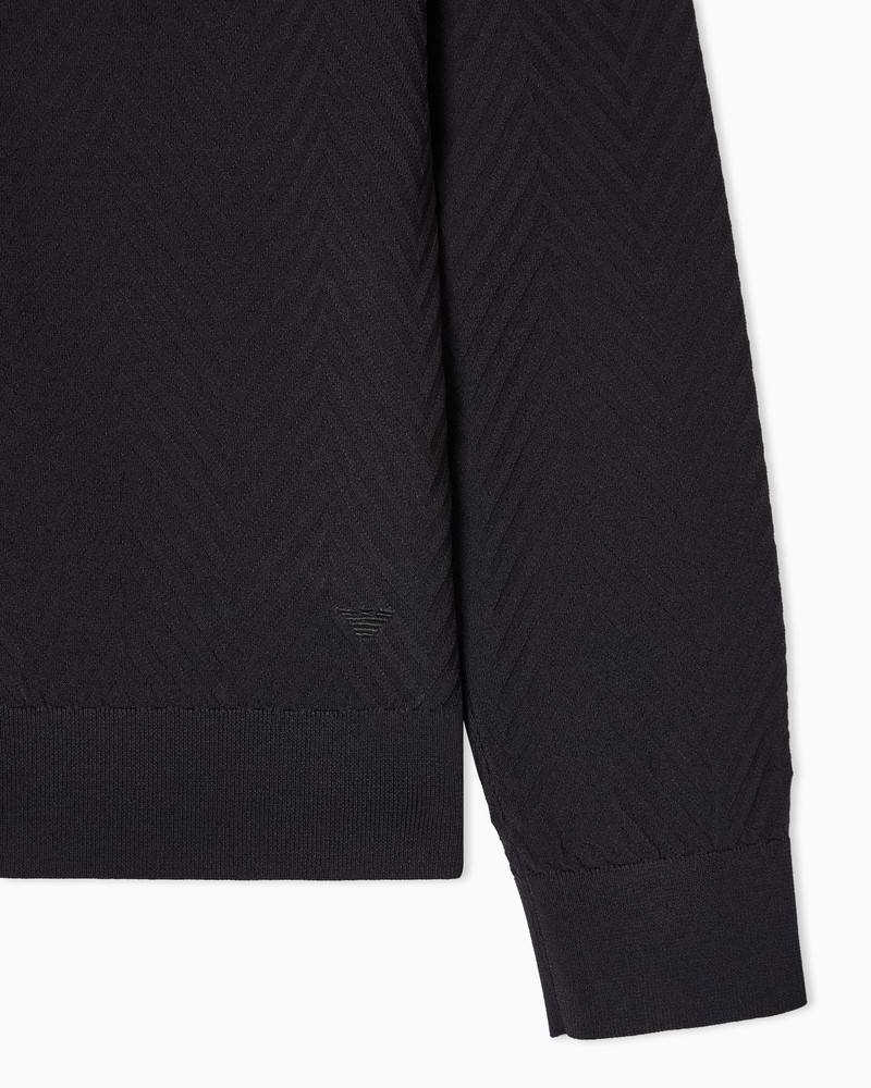 EMPORIO ARMANI ICON ASV VISCOSE BLEND CHEVRON FULL-ZIP CARDIGAN outlook