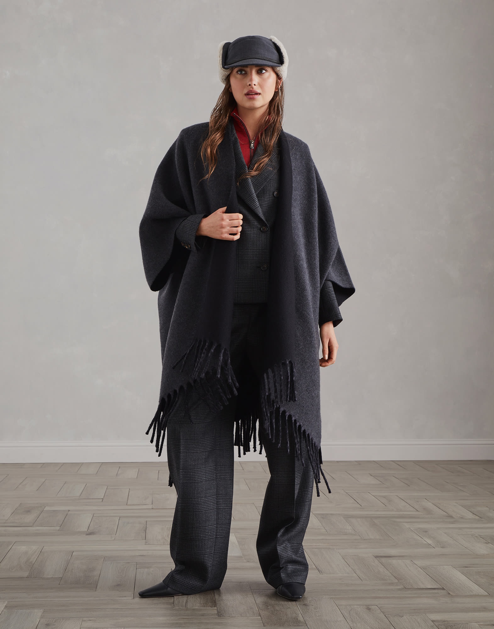 Virgin wool Prince of Wales blazer with monili - 5