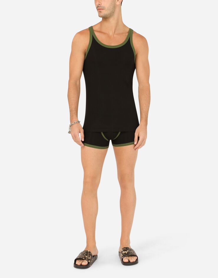 Fine-rib stretch cotton singlet - 2