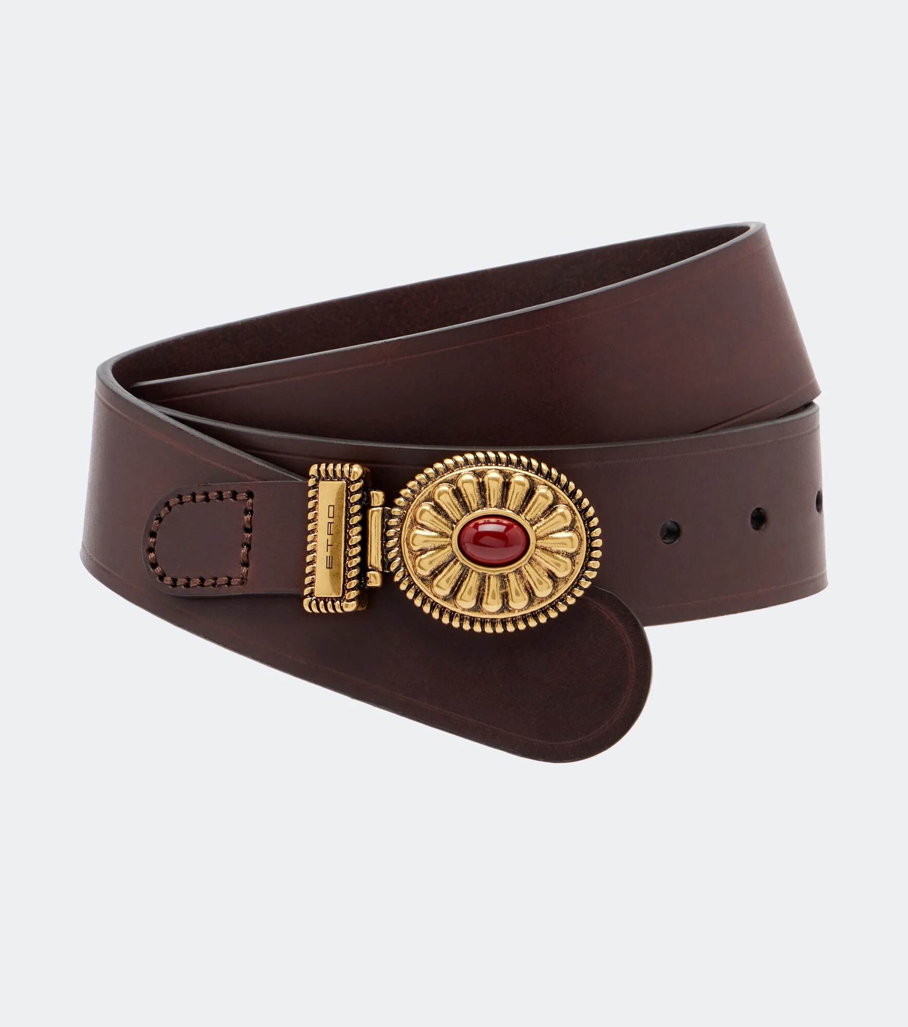 Crystal-embellished leather belt - 1