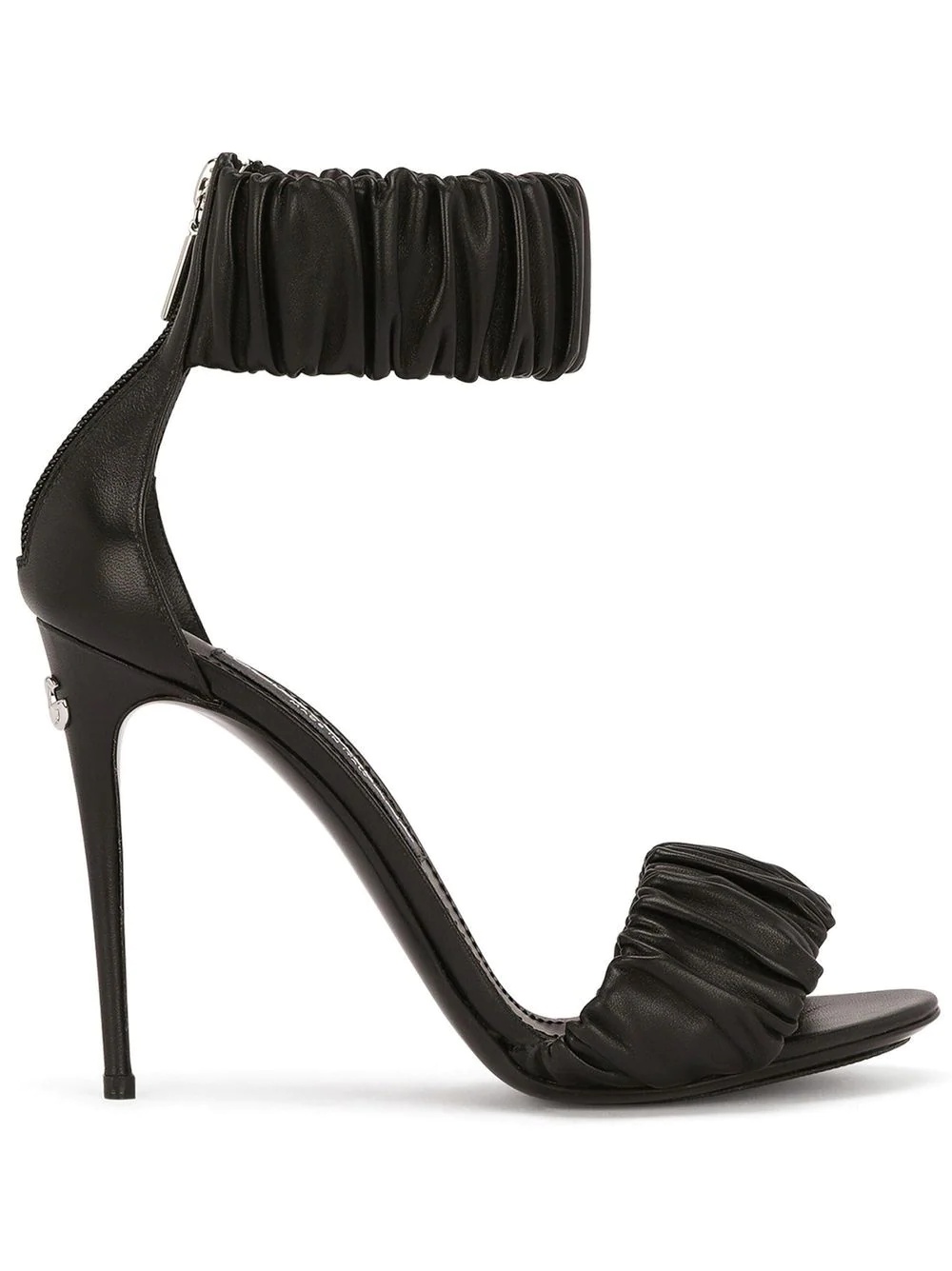 ruched-detail leather sandals - 1