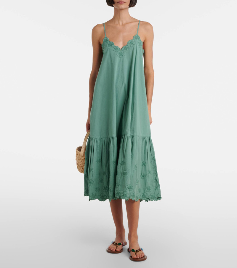 juliet dunn Embroidered cotton poplin midi dress outlook