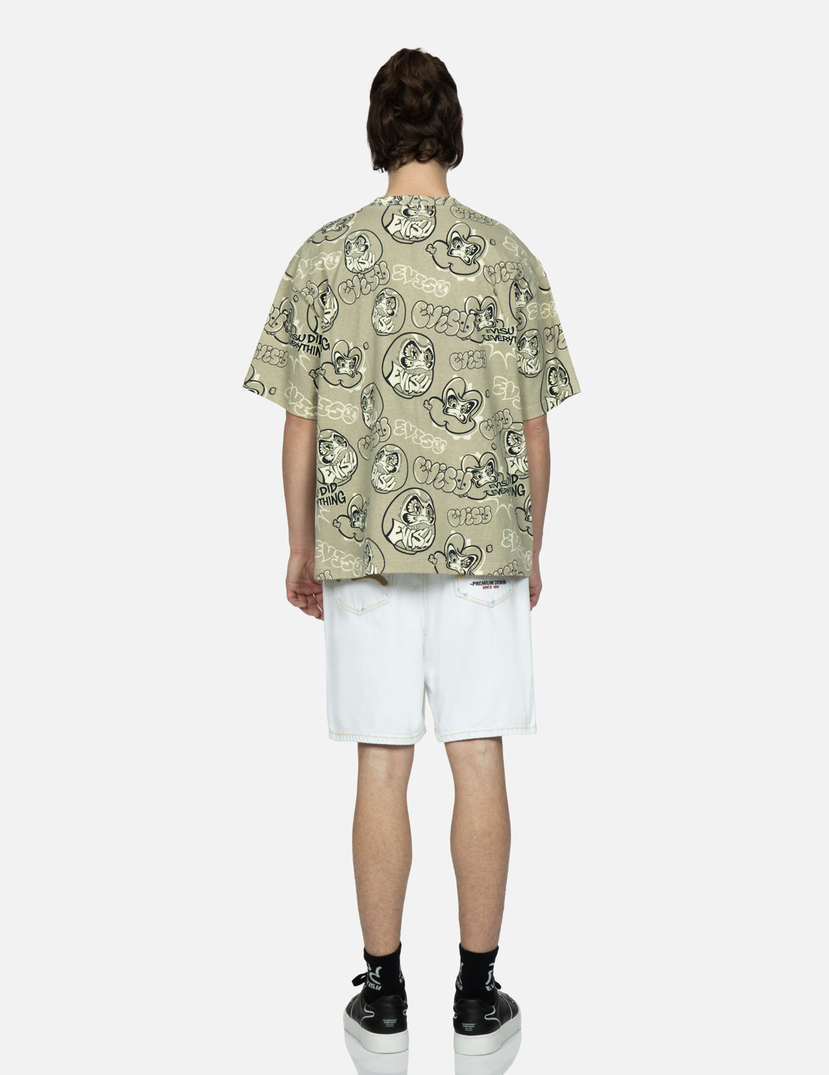 SEAGULL EMBROIDERY BLEACHED DENIM SHORTS - 5