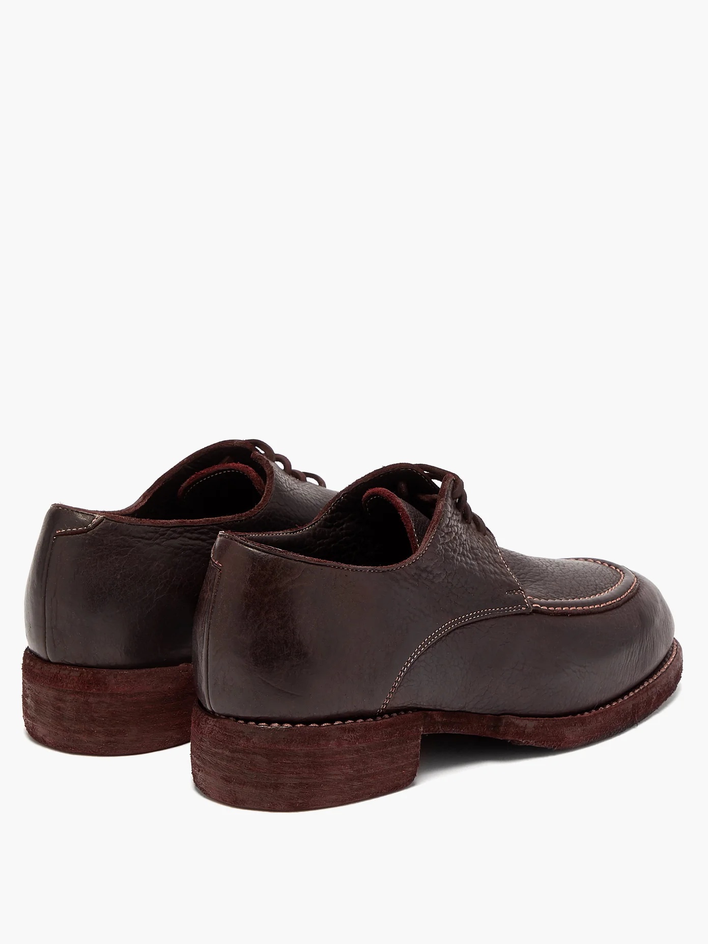 Bison grained-leather derby shoes - 4