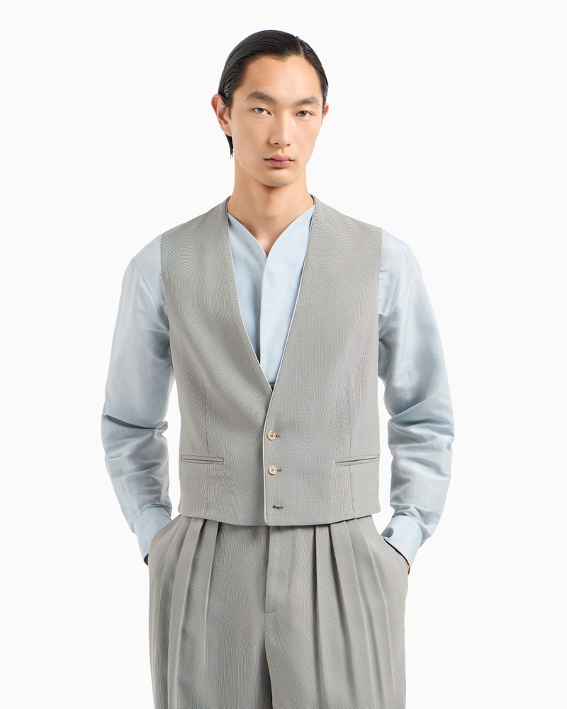 GIORGIO ARMANI SINGLE-BREASTED WAISTCOAT IN A TEXTURED VISCOSE BLEND outlook