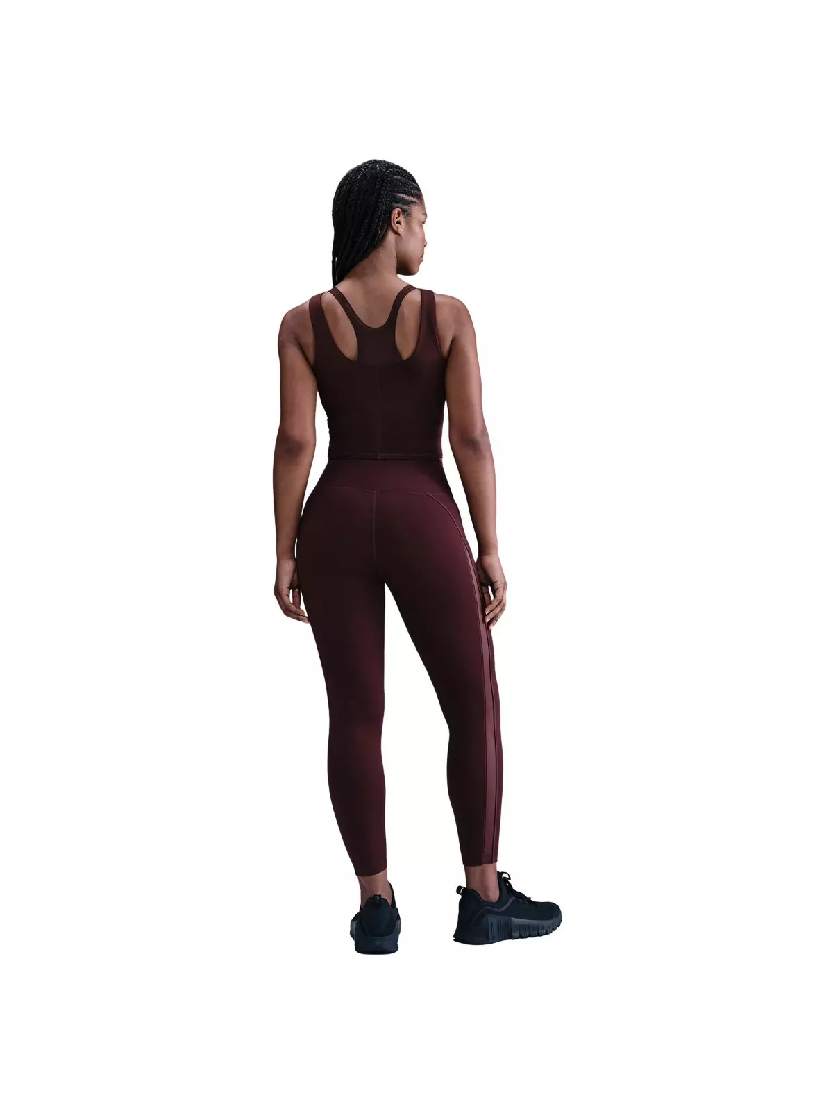 Women's One Fitted Dri-FIT Cropped Tank Top -Burgundy - 5