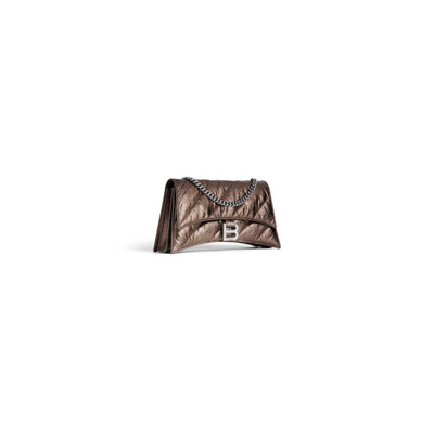 BALENCIAGA Women's Crush Xs Chain Bag Metallized Quilted in Bronze outlook