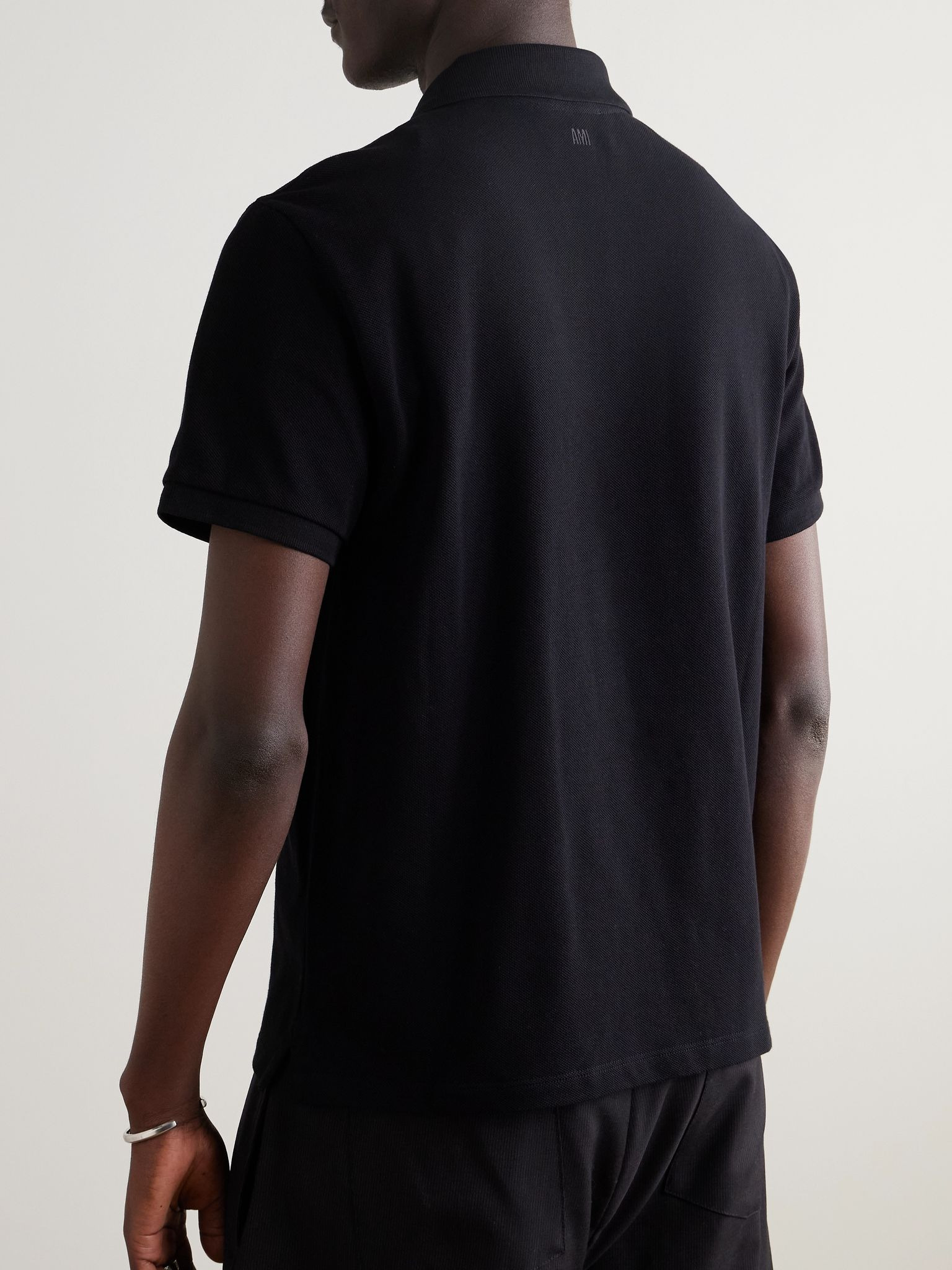 Logo-Embroidered Organic Cotton-Piqué Polo Shirt Black - 3