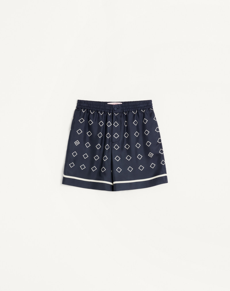 SILK TWILL BERMUDA SHORTS WITH ALL-OVER OPTICOOL PRINT 1