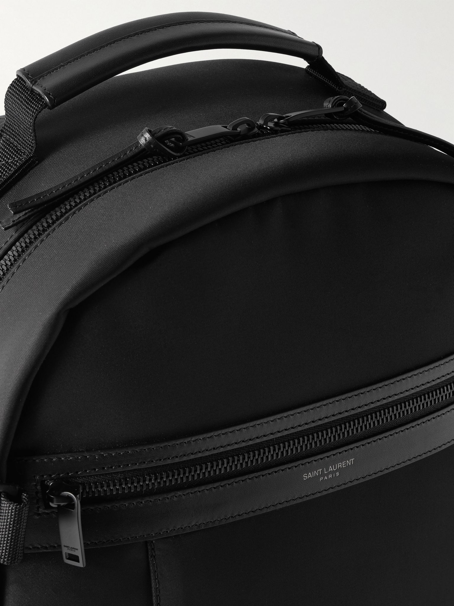 City Trekking Leather-Trimmed Shell Backpack Black - 4