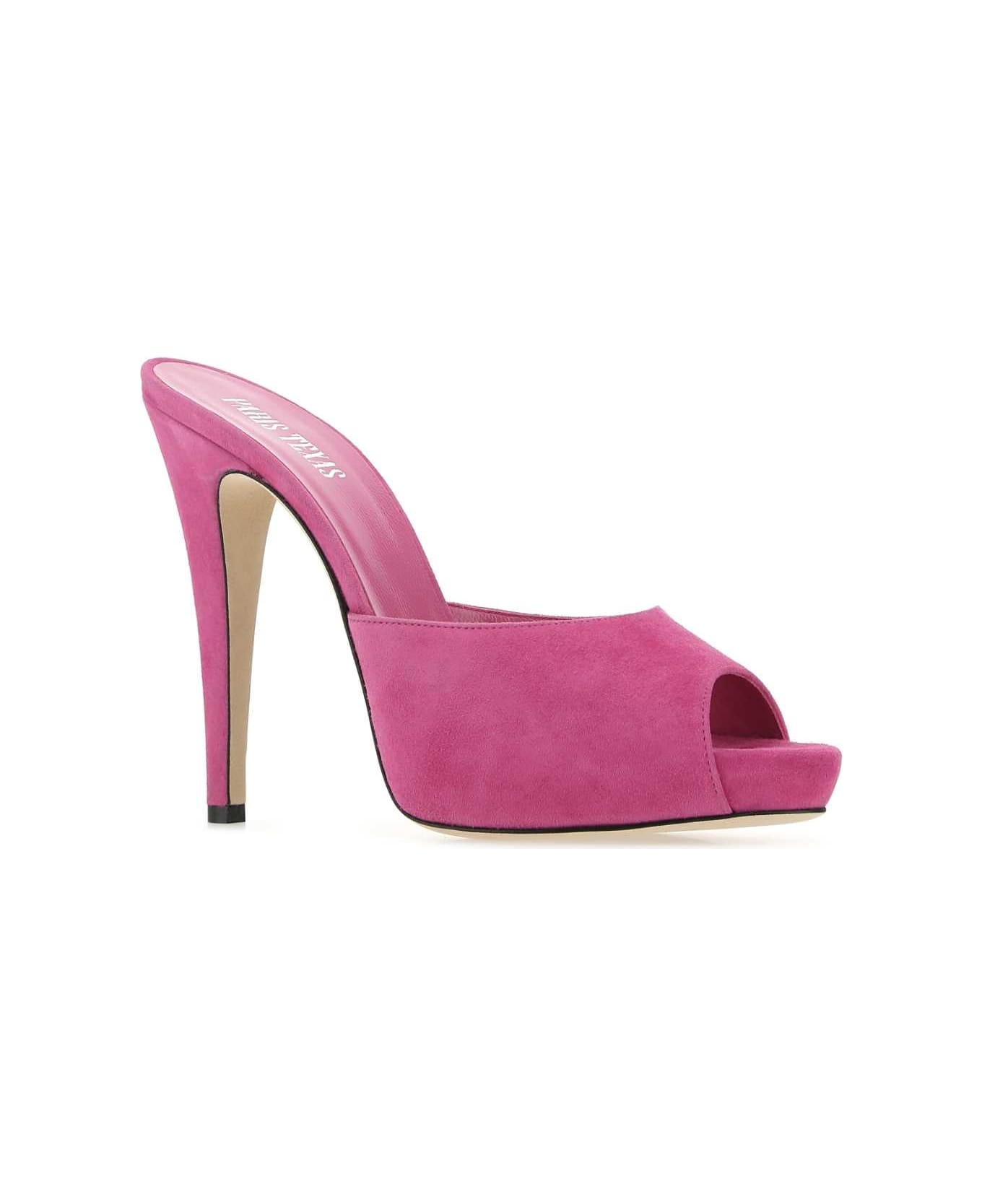 Fuchsia Suede Monica Mules - 2