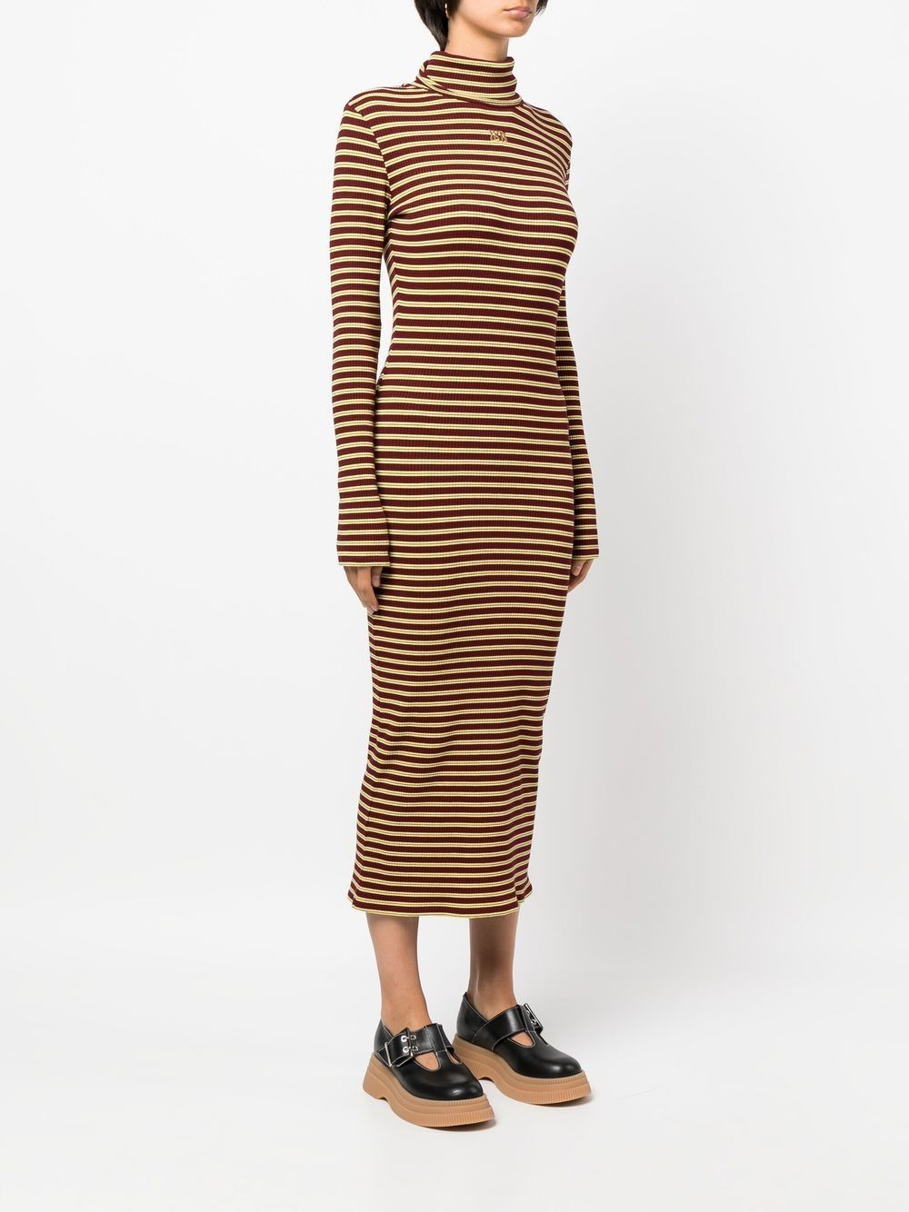 striped roll neck knitted dress - 3