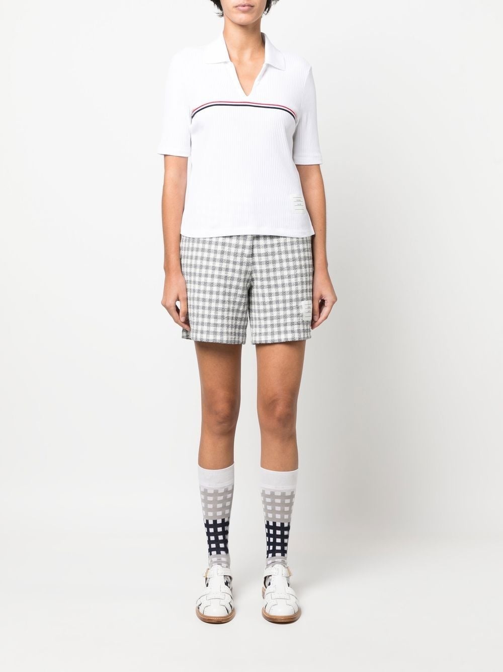 ribbed cotton polo top - 2