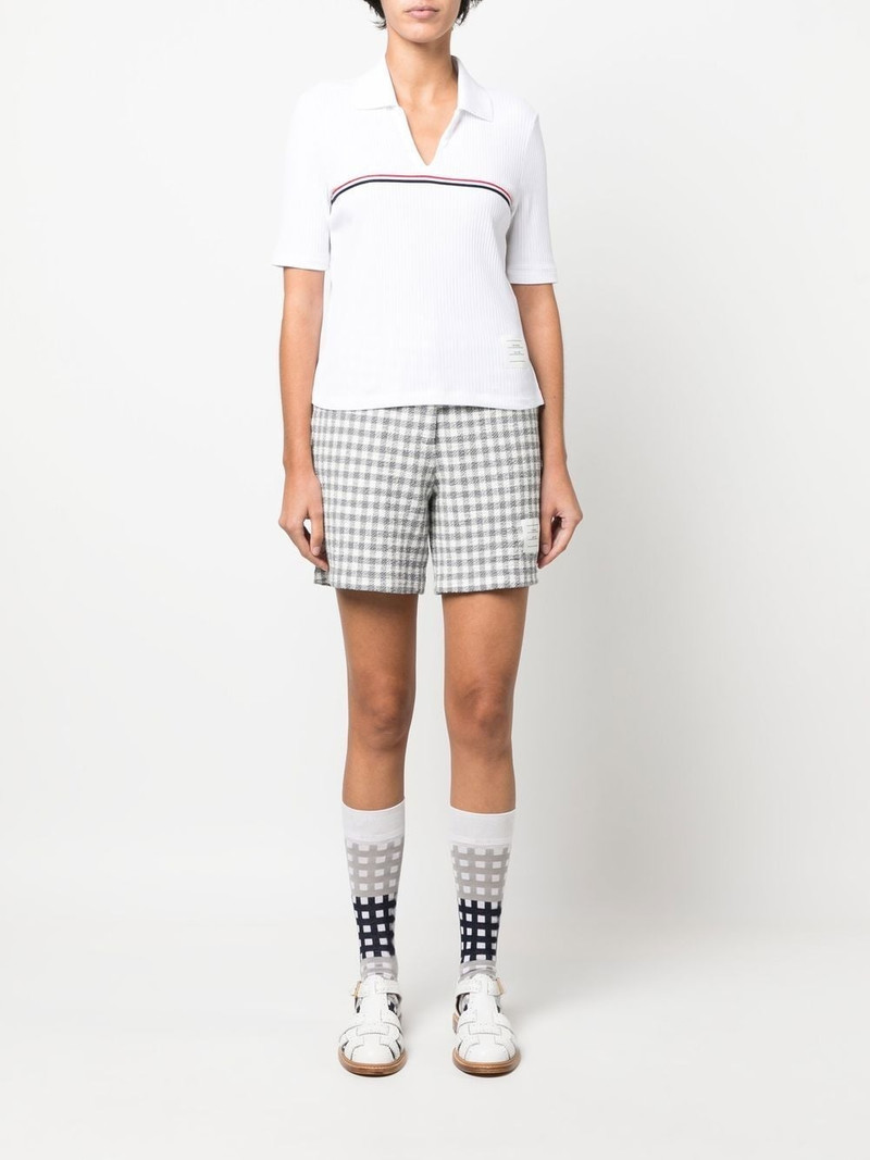 Thom Browne ribbed cotton polo top outlook