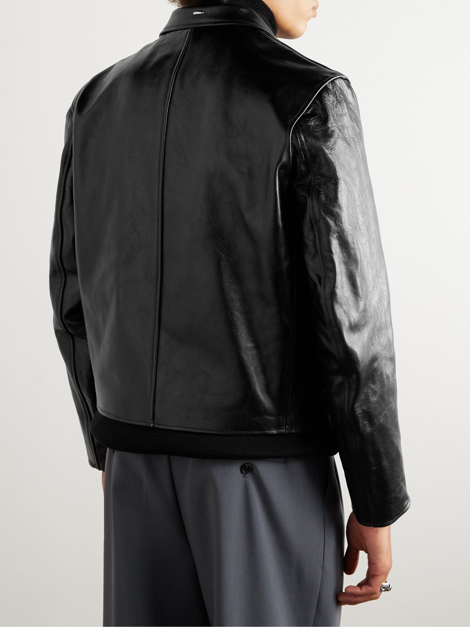 Mini Leather Blouson Jacket Black - 3