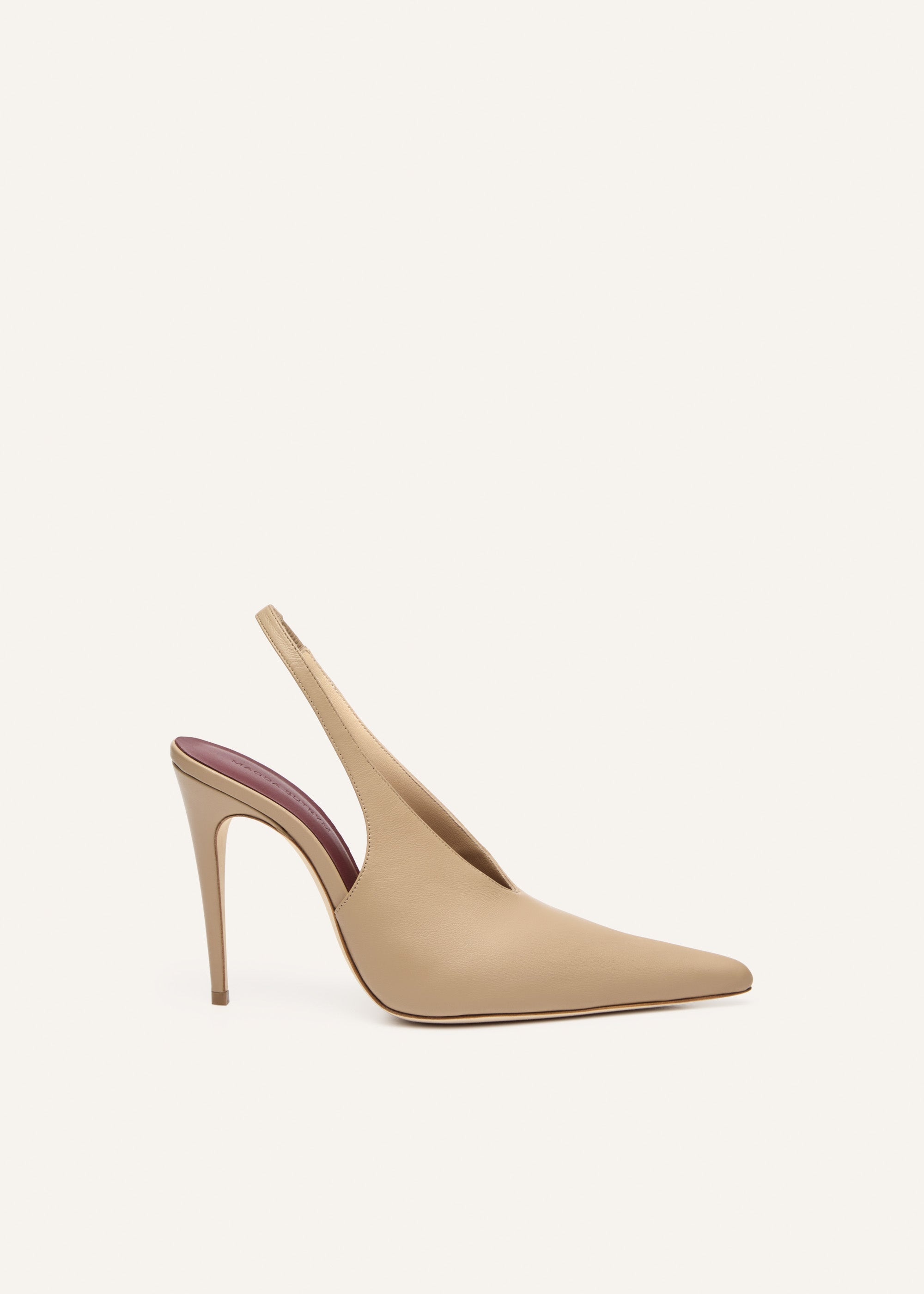 Slingback pointed heel in beige leather - 1