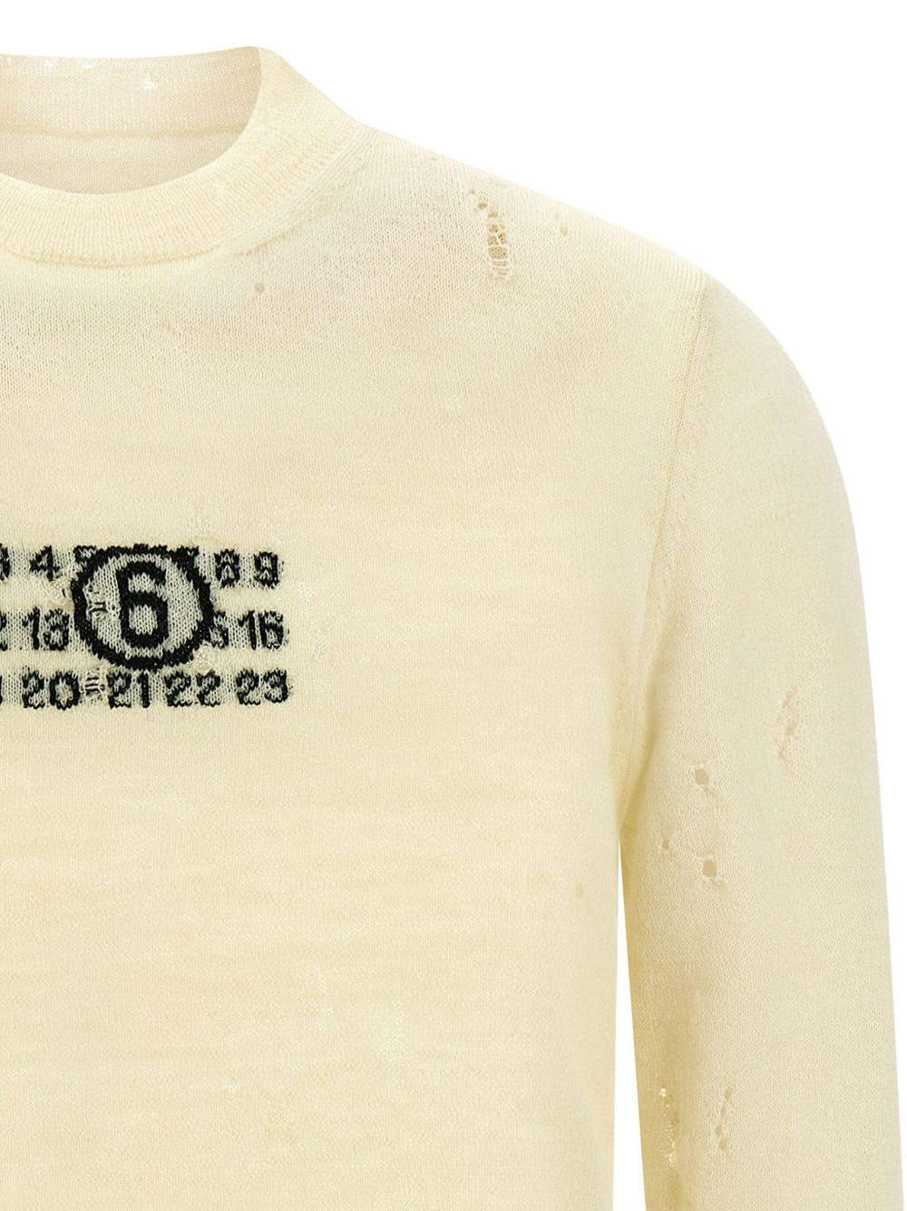 jacquard-detail distressed wool sweater - 3
