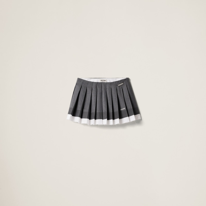 Knit and poplin pleated miniskirt - 1
