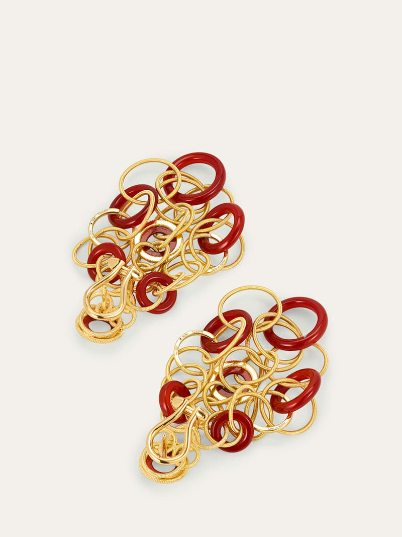 Buccellati Hawaii Color 18K Yellow Gold Carnelian Pendant Earrings, 5cm outlook