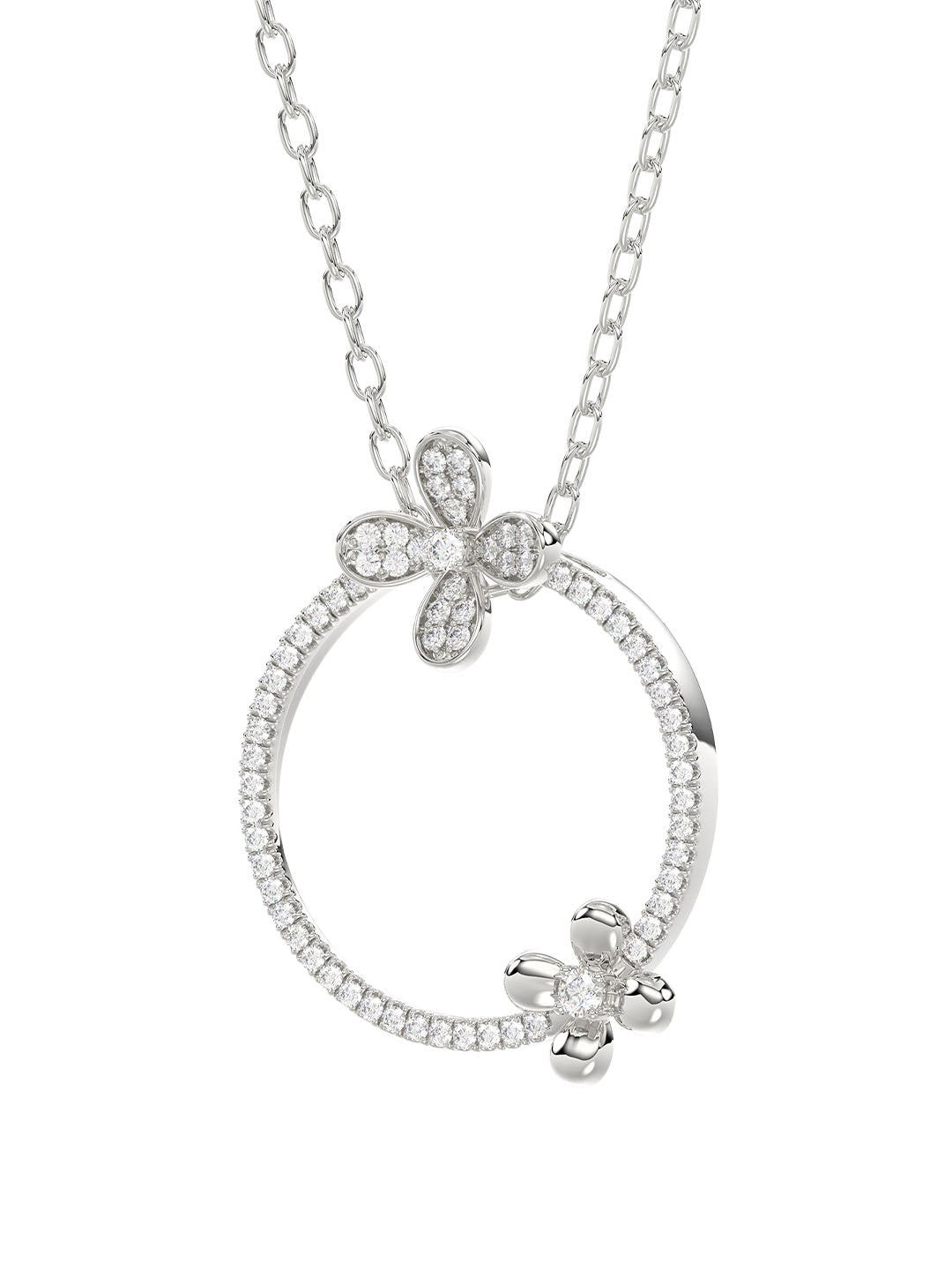 FLORAL WHITE GOLD PENDANT NECKLACE - 3