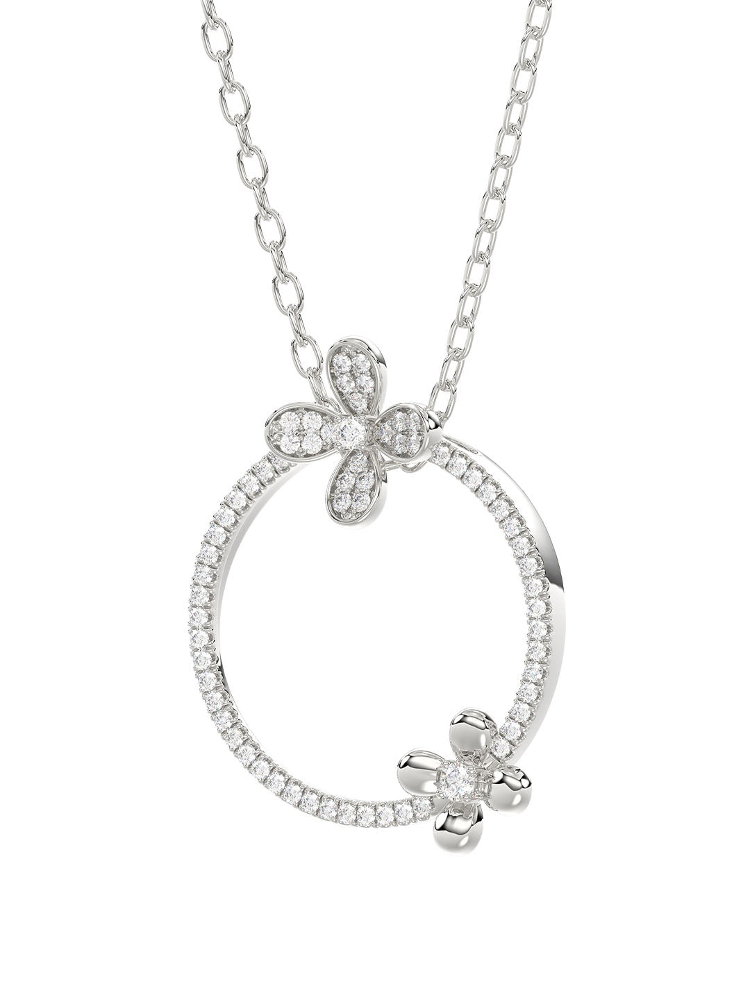 FLORAL WHITE GOLD PENDANT NECKLACE - 3