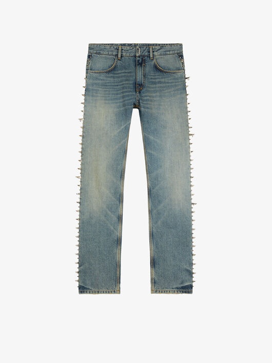 JEANS IN VINTAGE DENIM WITH STUDS - 1
