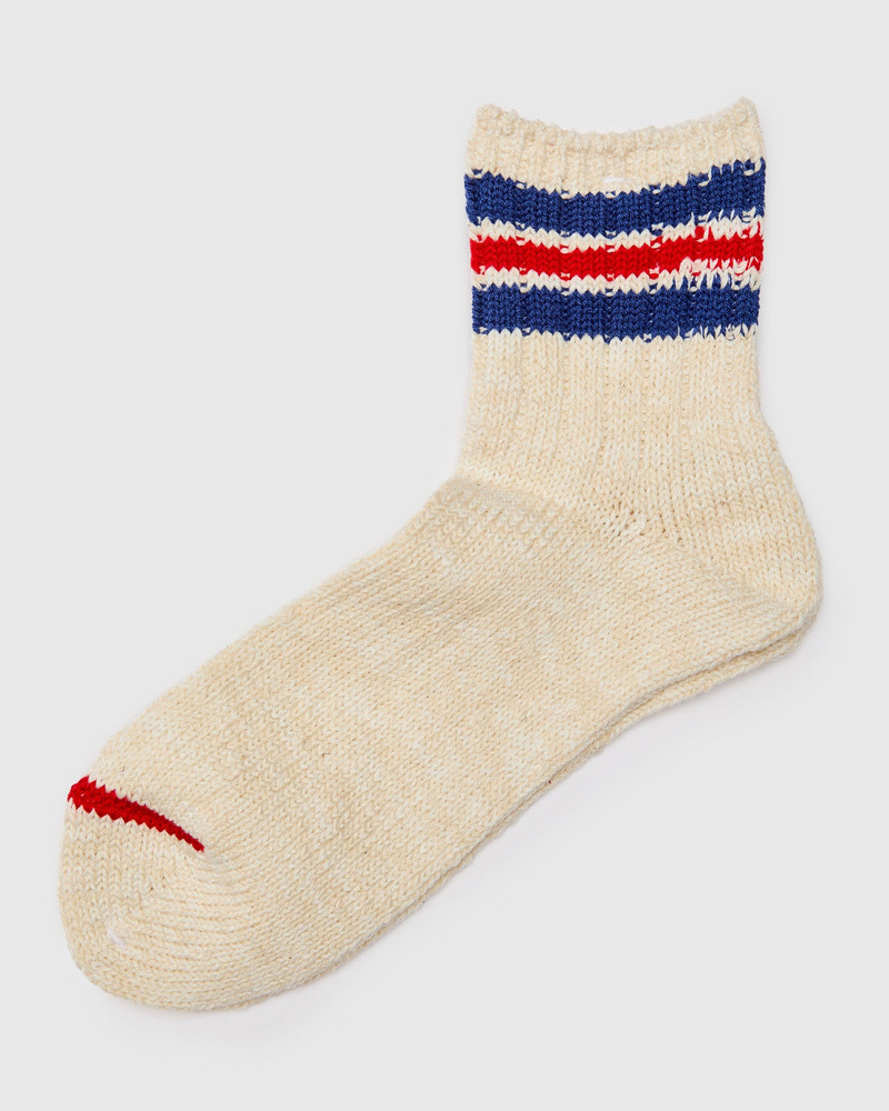 ANONYMOUSISM 3 Line Quarter Length Sock in Blue Red outlook