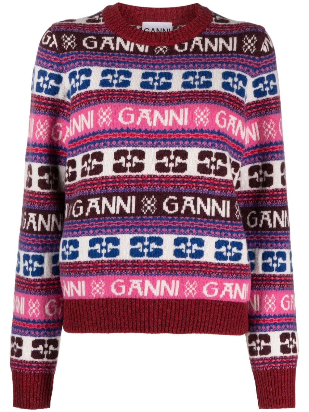 intarsia-knit crew-neck jumper - 1
