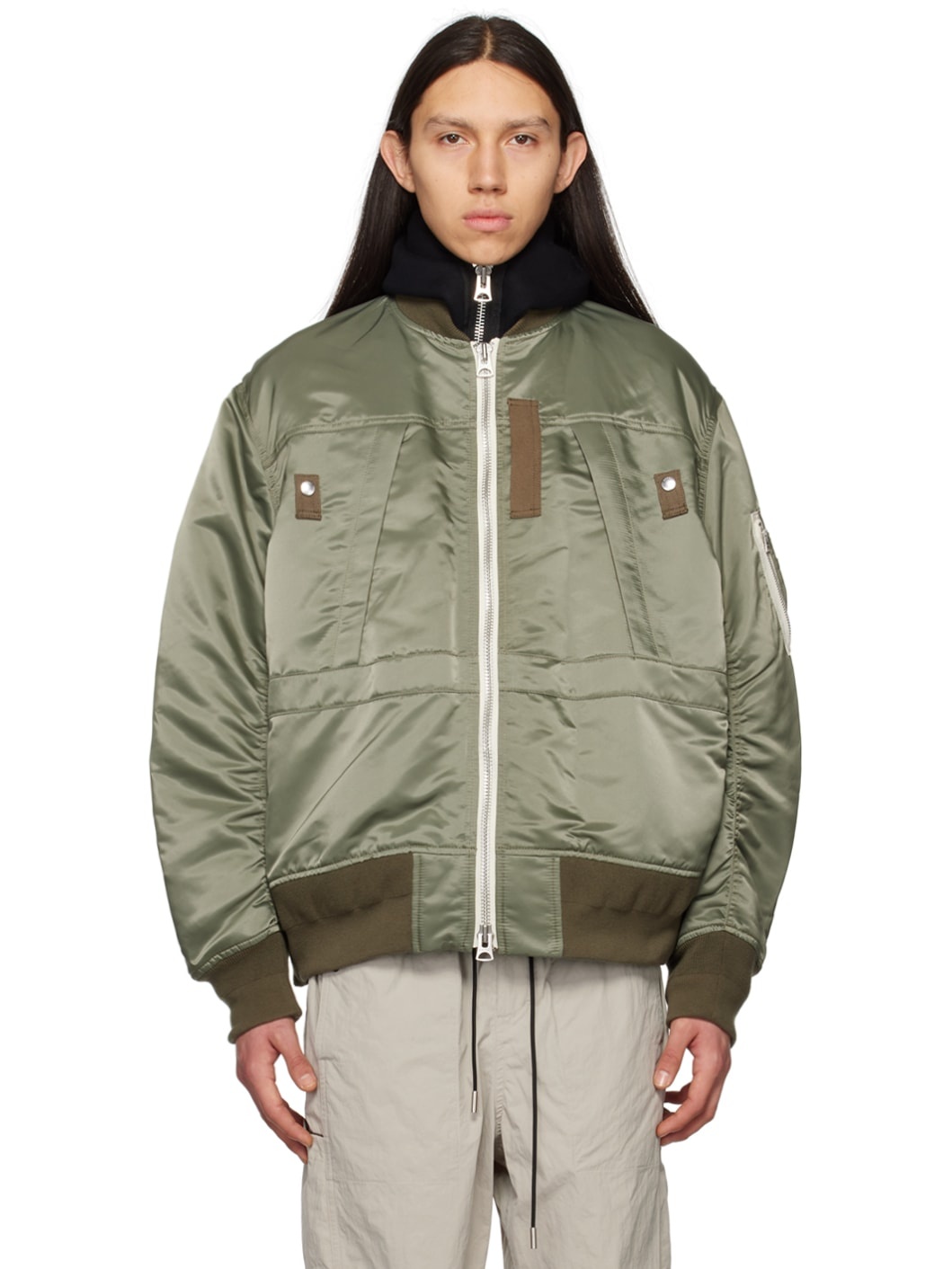 Khaki Padded Bomber Jacket - 1