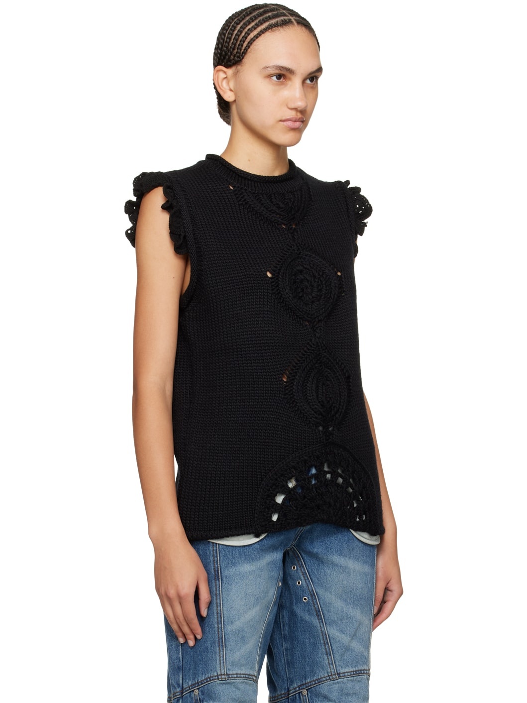 Black Marlen Flower Vest - 2
