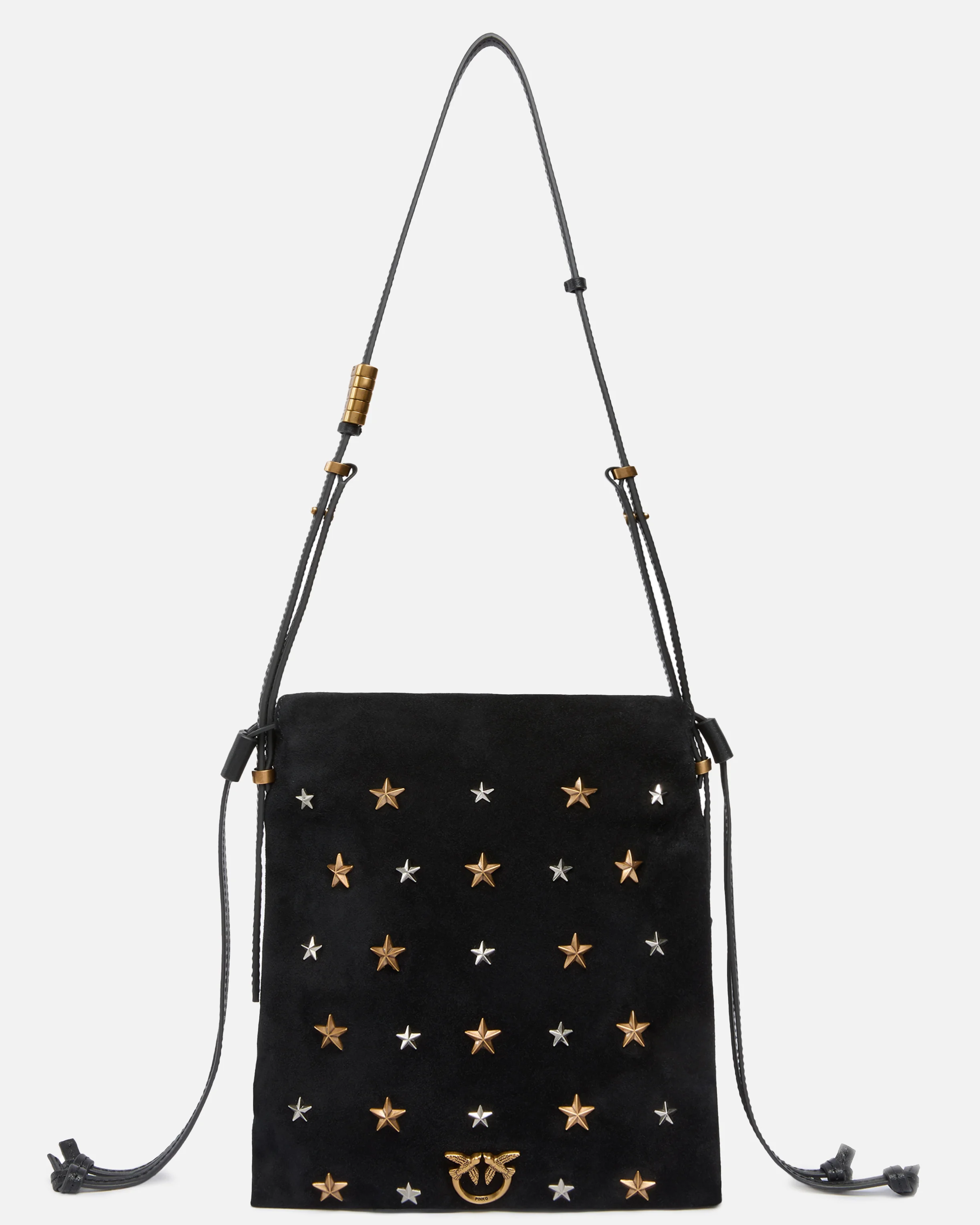 SUEDE MINI SLOUCHY BAG WITH STAR STUDS - 1