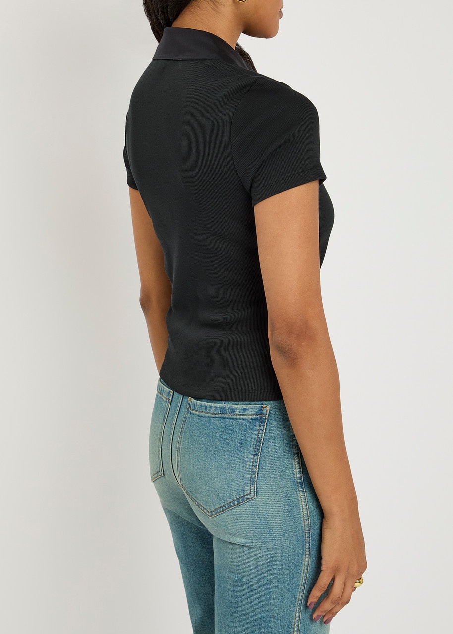 Veronica Beard Kearney Ribbed Stretch-cotton Polo Shirt - 3