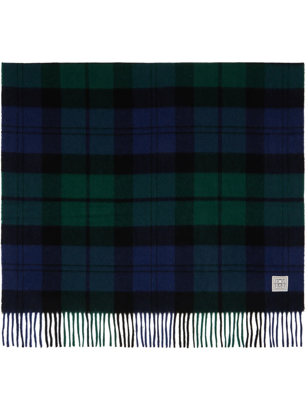 Green & Navy Checked Cashmere Scarf - 1
